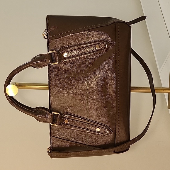 Burberry Patent Leather Somerford Tote Sachel Shoulder Bag  Officesiren - Picture 6 of 16